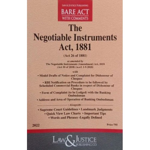 Law & Justice Publishing Co.'s The Negotiable Instruments Act, 1881 Bare Act 2022